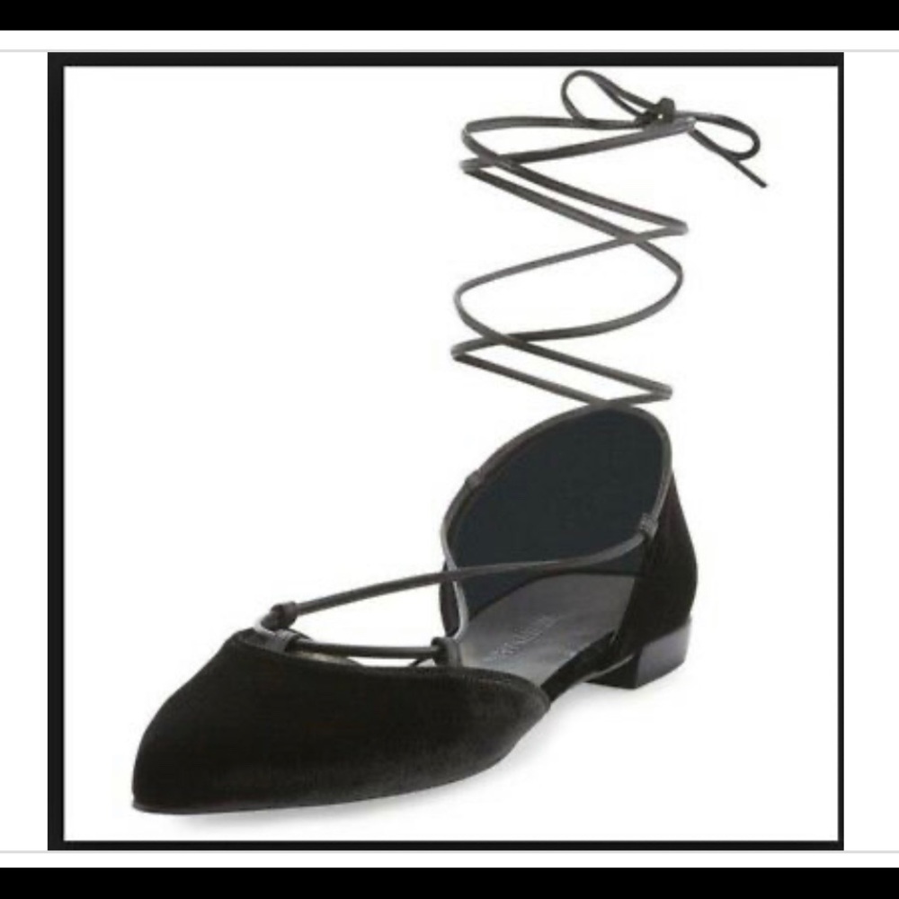 Stuart Weizmann Gillian lace up suede flats